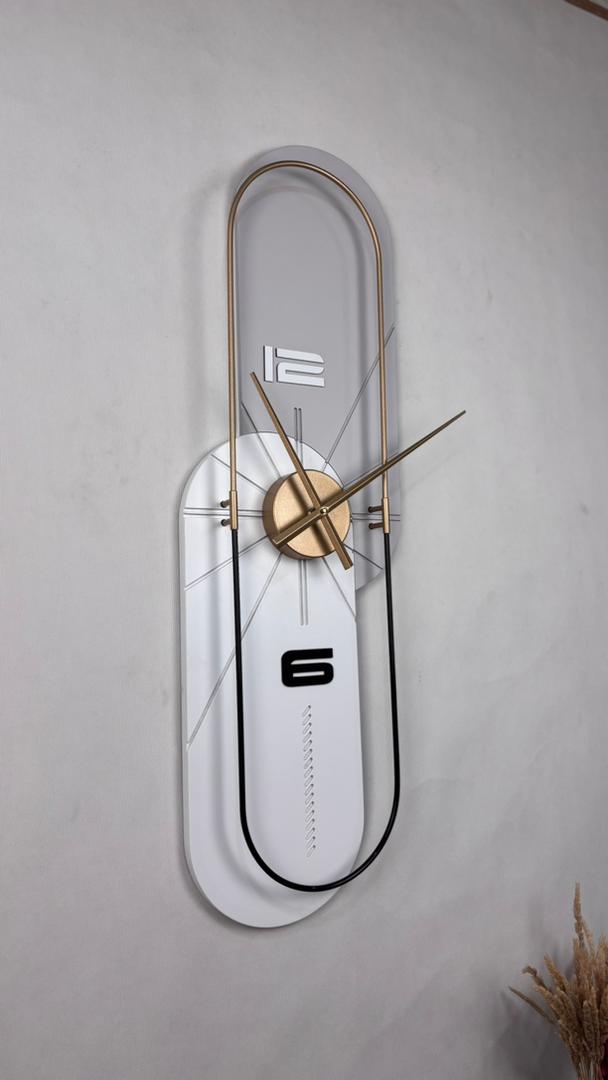 ساعت دیواری ستونی چوبی فلزی