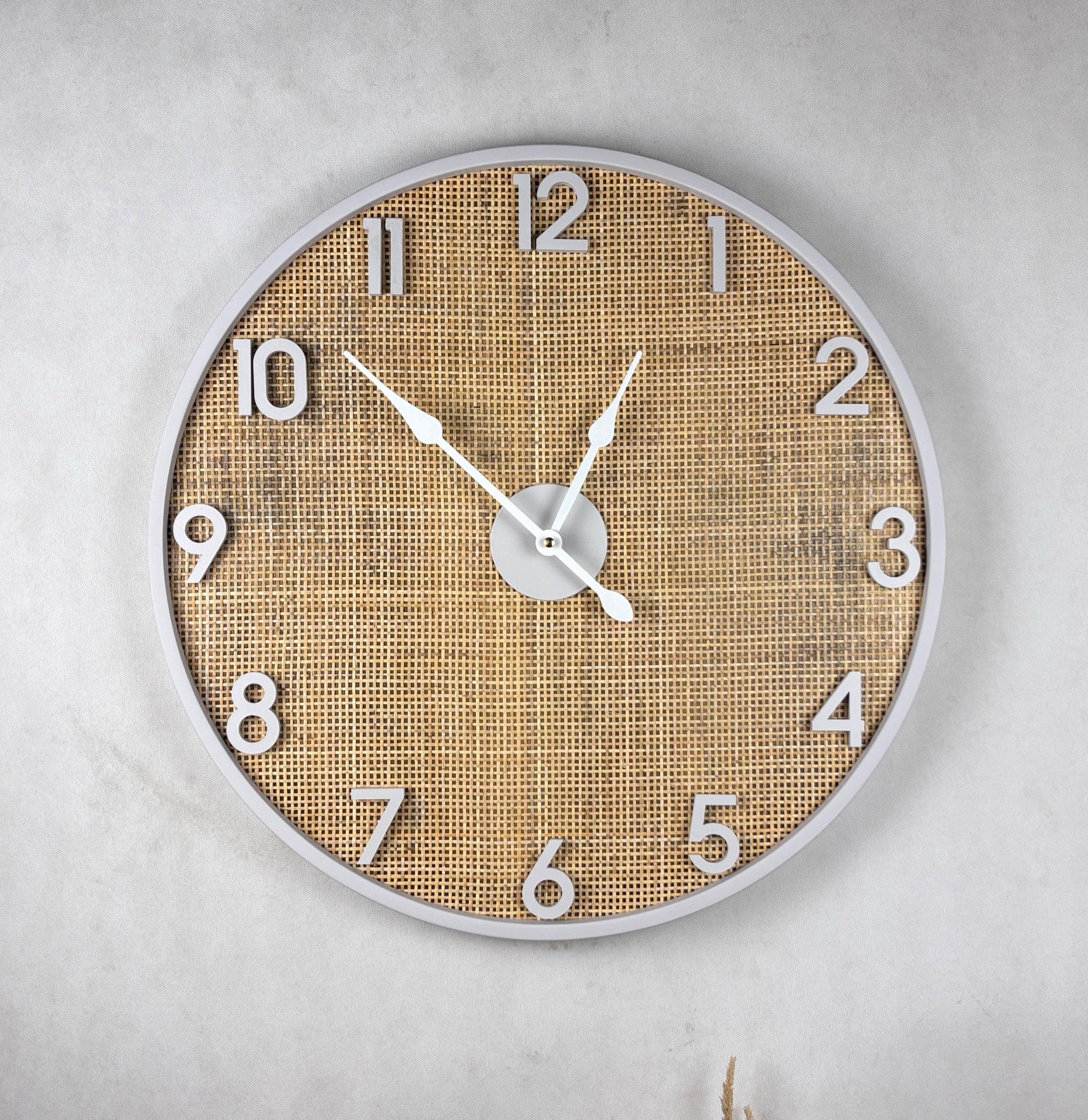 ساعت دیواری چوبی حصیری بامبو